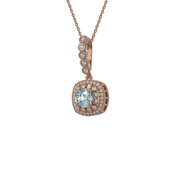 2.25 ctw Aquamarine & Diamond Victorian Necklace 14K Rose Gold - REF-81H3R