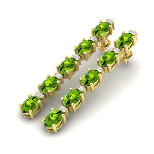 10.36 ctw Peridot & VS/SI Certified Diamond Earrings 10k Yellow Gold - REF-51F2M