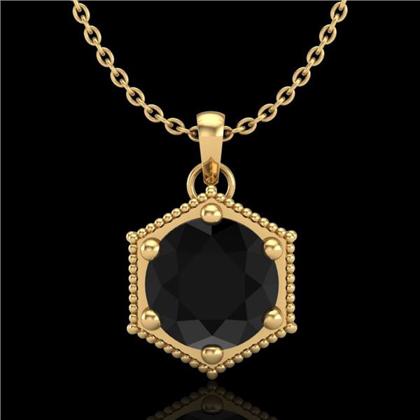 0.82 ctw Fancy Black Diamond Art Deco Stud Necklace 18k Yellow Gold - REF-42W3H