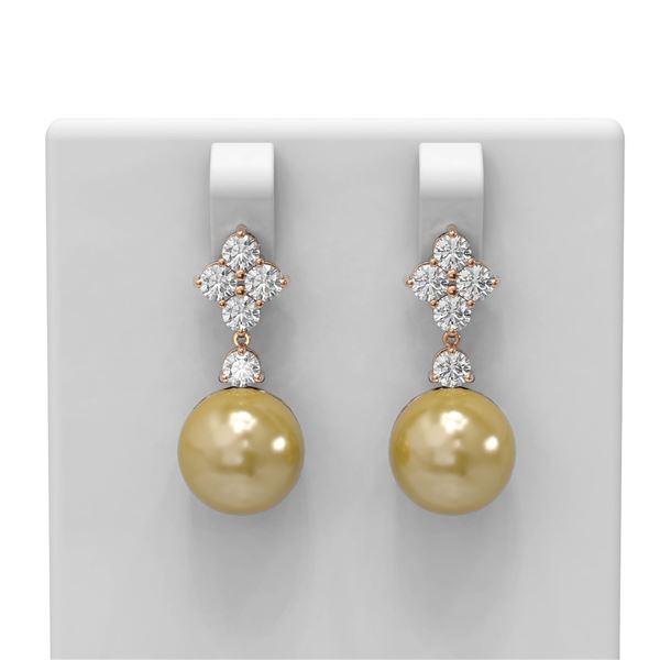 1.2 ctw Diamond & Pearl Earrings 18K Rose Gold - REF-131M8G