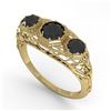 Image 2 : 1.00 ctw Past Present Future Black Diamond Ring 18k Yellow Gold - REF-53K5Y