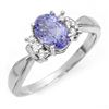 Image 1 : 1.06 ctw Tanzanite & Diamond Ring 18k White Gold - REF-30H8R