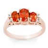 Image 1 : 1.14 ctw Orange Sapphire & Diamond Ring 14k Rose Gold - REF-28H4R