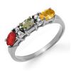 Image 1 : 1.10 ctw Multi-Sapphire & Diamond Ring 18k White Gold - REF-26K8Y