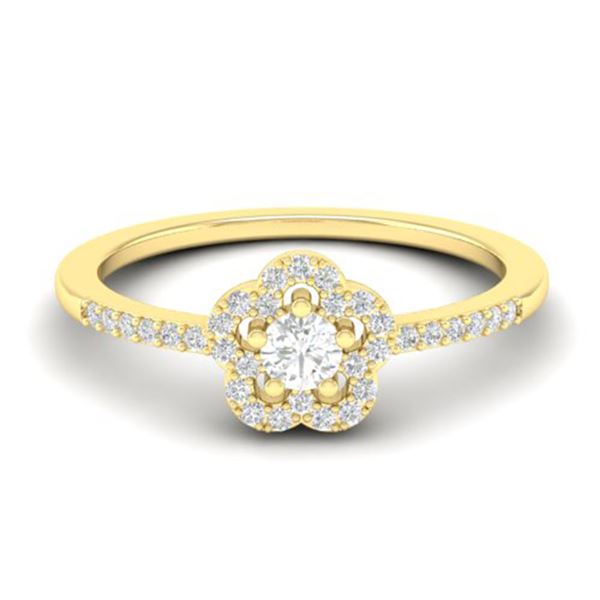 0.35 ctw Micro PaveVS/SI Diamond Certified Ring MOON Halo IN 10k Yellow Gold - REF-24G5W