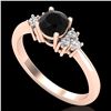 Image 1 : 0.75 ctw Fancy Black Diamond Engagment Ring 18k Rose Gold - REF-55X2A