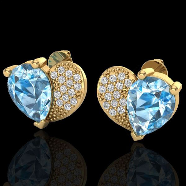 2.50 ctw Sky Blue Topaz & Micro Pave VS/SI Diamond Earrings 10k Yellow Gold - REF-22F5M