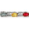 Image 2 : 6.72 ctw Multi-Sapphire & Diamond Bracelet 14k White Gold - REF-80X9A