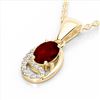 Image 1 : 1.25 ctw Garnet & Micro Pave VS/SI Diamond Necklace 10k Yellow Gold - REF-18A4N