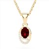 Image 2 : 1.25 ctw Garnet & Micro Pave VS/SI Diamond Necklace 10k Yellow Gold - REF-18A4N