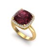 Image 2 : 6 ctw Garnet & Micro Pave Halo VS/SI Diamond Ring 18k Yellow Gold - REF-44A3N