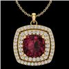 Image 1 : 2.27 ctw Garnet & Micro Pave VS/SI Diamond Necklace 18k Yellow Gold - REF-49X2A