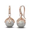 Image 2 : 1 ctw Diamond & Pearl Earrings 18K Rose Gold - REF-129G8W