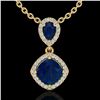 Image 1 : 3.50 ctw Sapphire & Micro VS/SI Diamond Necklace Designer 10k Yellow Gold - REF-45X2A