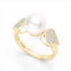 Image 2 : 0.27 ctw Micro Pave VS/SI Diamond & Pearl Designer Ring 18k Yellow Gold - REF-38K2Y