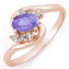 Image 1 : 0.60 ctw Tanzanite & Diamond Ring 14k Rose Gold - REF-20X8A