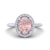 Image 1 : 1.50 ctw Morganite & Micro VS/SI Diamond Ring Halo 18k White Gold - REF-53M2G