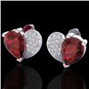 Image 1 : 2.50 ctw Garnet & Micro Pave VS/SI Diamond Earrings 10k White Gold - REF-22K5Y