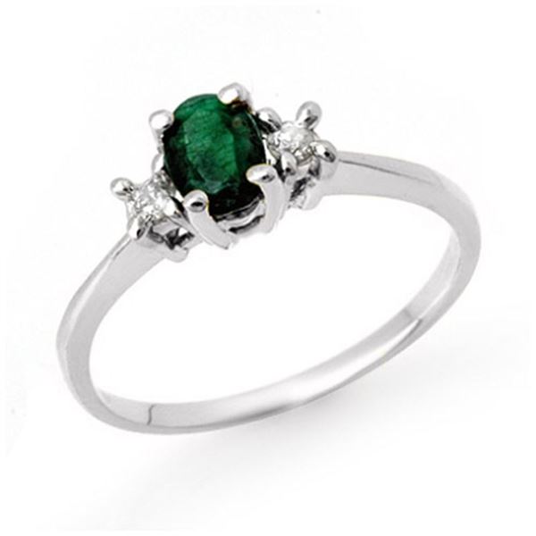 1.04 ctw Emerald & Diamond Ring 18k White Gold - REF-31R4K