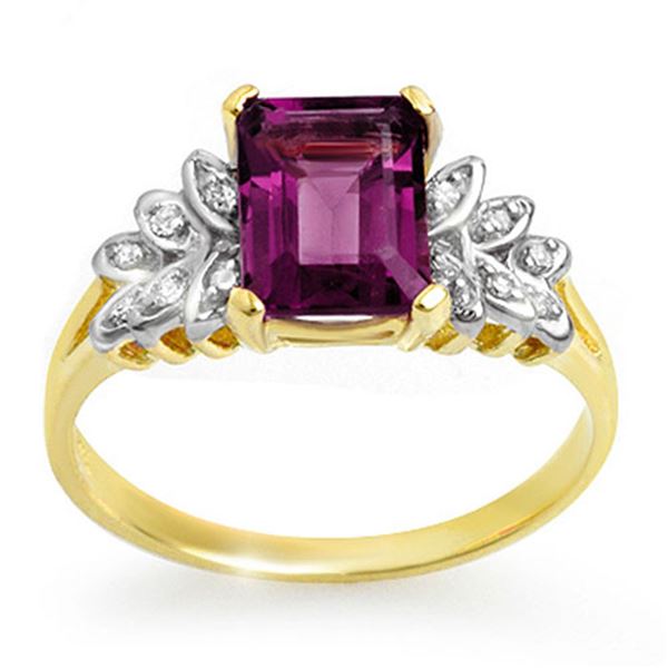 1.52 ctw Amethyst & Diamond Ring 10k Yellow Gold - REF-14W3H