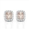 Image 1 : 2.50 ctw Morganite & Micro Pave VS/SI Diamond Earrings 10k White Gold - REF-48W6H