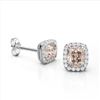 Image 2 : 2.50 ctw Morganite & Micro Pave VS/SI Diamond Earrings 10k White Gold - REF-48W6H