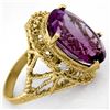 Image 1 : 13.03 ctw Amethyst & Diamond Ring 10k Yellow Gold - REF-39G5W