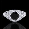 Image 2 : 1.07 ctw Fancy Black Diamond Engagment Art Deco Ring 18k White Gold - REF-56X2A