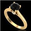 Image 1 : 1.08 ctw Fancy Black Diamond Engagment Art Deco Ring 18k Yellow Gold - REF-43G6W