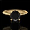 Image 2 : 1.08 ctw Fancy Black Diamond Engagment Art Deco Ring 18k Yellow Gold - REF-43G6W