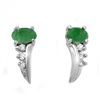 Image 1 : 0.60 ctw Emerald & Diamond Earrings 10k White Gold - REF-12W3H