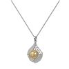 Image 3 : 1.15 ctw Diamond & Pearl Necklace 18K White Gold - REF-164G8W