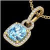 Image 1 : 3.50 ctw TOPAZ & Micro VS/SI Diamond Certified Necklace 18k Yellow Gold - REF-52W3H