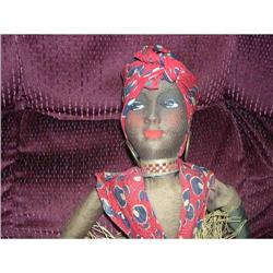 Black cloth molded face native bed doll #1912059