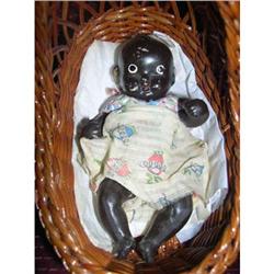 5" Black Bisque Baby W/ Basket #1917845