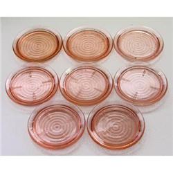 Pink Depression Glass coaster Set (8) #1917951