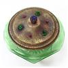 Image 1 : Jeweled Green Depression Glass Powder Jar #1917968