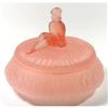 JACKIE Pink Satin Glass Art Deco Powder Jar #1918010