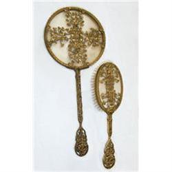 APOLLO Brass Hand Mirror and Hair Brush #1918137