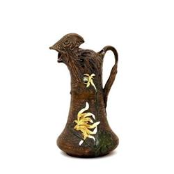 Old Studio Pottery Pitcher Bird Head Flower  #1918363