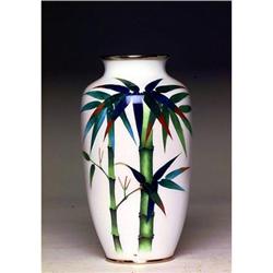 Old Japanese Cloisonne Vase w Bamboo #1918384