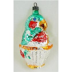 Antique CHRISTMAS Ornament PARROT in BASKET #1918528