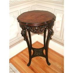 French Carved Table Rosewood Walnut Inlaid #1936352