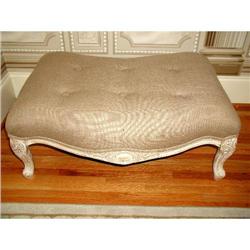 Curved Tufted Ottoman Stool Louis XV Linen #1936372