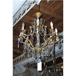 French Bronze and Crystal Chandelier c.1940 #1936498