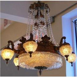 Antique French Bronze and Crystal Chandelier #1936637