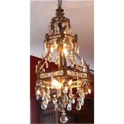 Antique Bronze and Crystal Chandelier Fixture #1936639