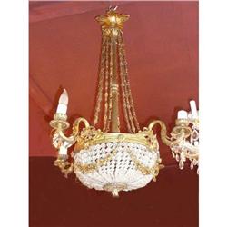 Antique French Bronze And Crystal Chandelier #1936660