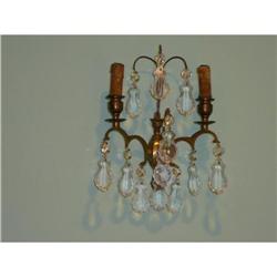 Pair of Crystal and Brass sconces Wall Lights #1936671