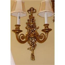 Pair of Gilded Wall Lights Sconces #1936684